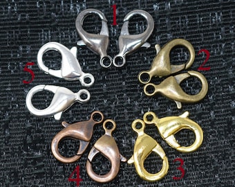 Bulk 100 Alloy Lobster Clasps 10mm, 12mm,14mm,18mm,22mm Lobster Claw Clasp