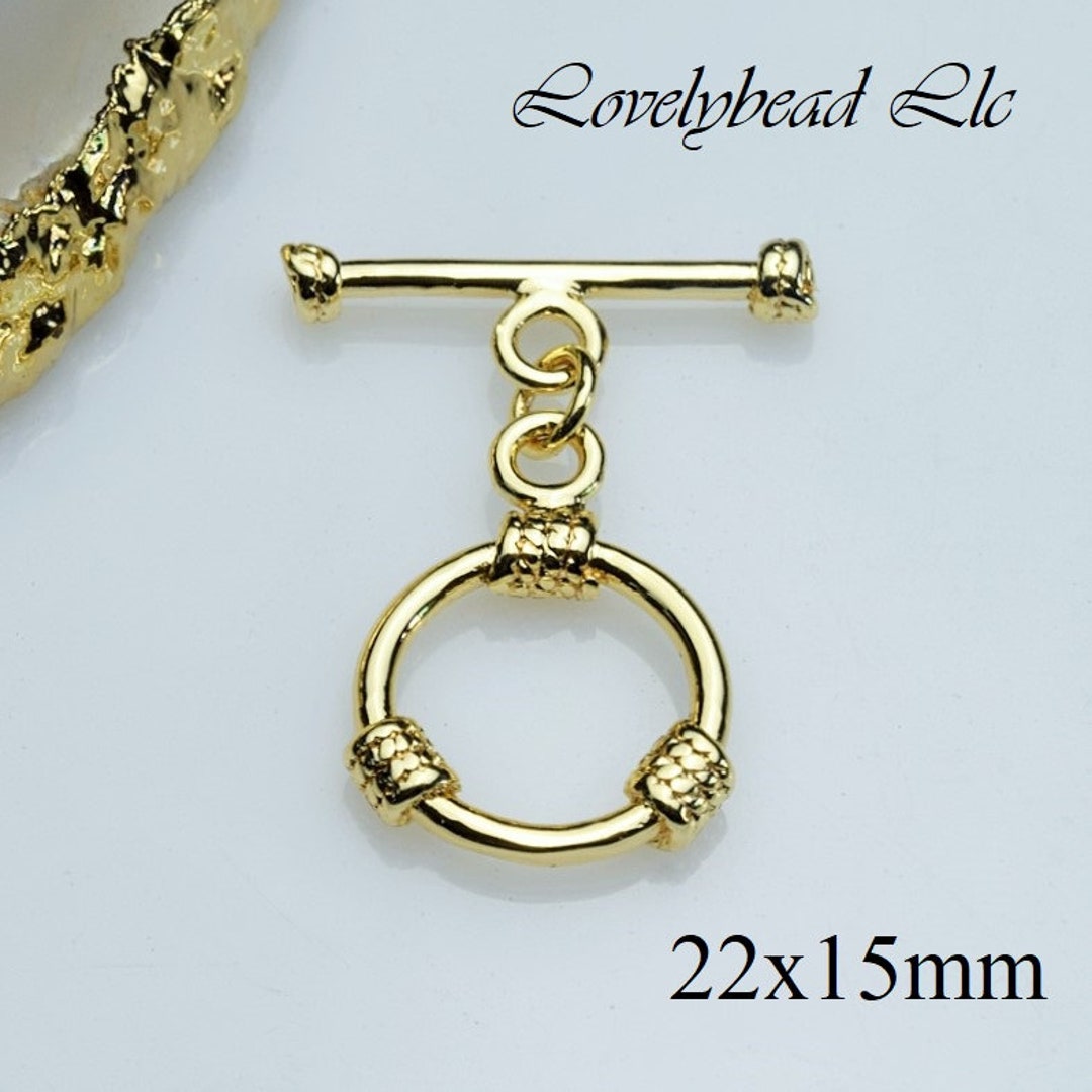 Drawstring Toggle Gold 14k Gold Coded Toggle Clasp Connector Findings (22x15mm, 3 Pcs per ...