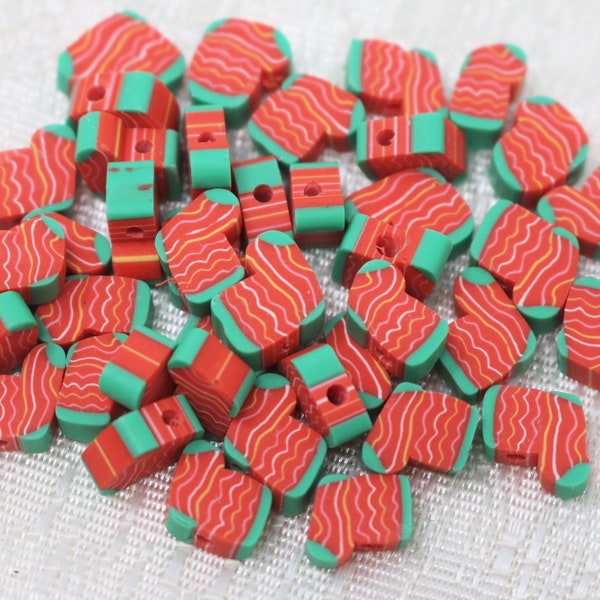 10mm Christmas Stocking Socks Polymer Clay Bead Strand (15.5 Inches Long)