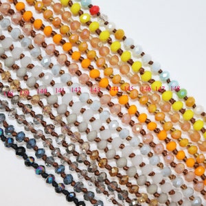 Lovely bead Handmade Long Knotted Crystal Necklaces 60 inches Long (4x3 mm)(3)