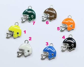 Lovely Bead Enamel Football Helmet Charms Double Sided (20mm) (10 pcs per package)