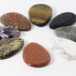 30x50mm - 35x55mm Flat Teardrop Gemstone Pendant