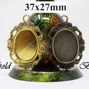 37x27mm Oval Pewter Bezel Charm Pendant, Blank Base Bezel, Metal Setting Base Tray Pendant, Filler Charm Pendant, Frame Tray Bezel
