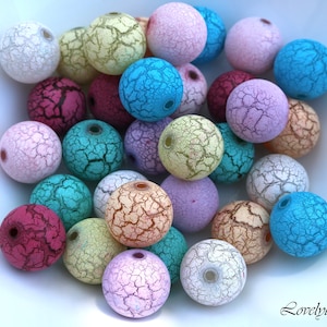 20mm Round Rainbow Dry Cracked Bubblegum Beads, Chunky Bead Mix, Printed Beads, Girls Necklace Beads, DIY Beads