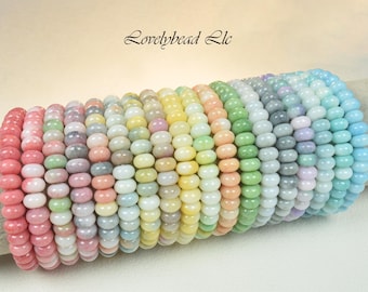 Bracelet extensible fait main avec pierres gemmes rondes de 5 x 8 mm (7,5 pouces)