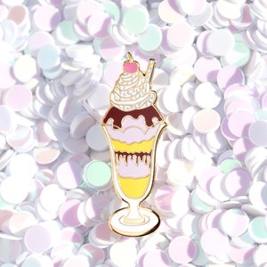 Chocolate Ice-cream Sundae Enamel Pin, Dessert Enamel Pin, Sweet Lapel Pin, Stocking Stuffer, Secret Santa Gift, Birthday Gift