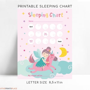 Fairy Unicorn Sleeping Chart: Girl's Routine Tracker (Digital Download)