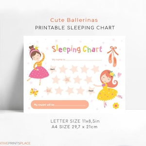 Ballerina Sleep Reward Chart, Sleep Training Printable, Bedtime Routine, Good Night Chart Instant Download, Stay In Bed Sticker Chart