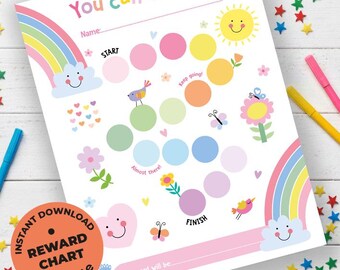 Rainbow Sun Reward Chart: Potty Training, Behavior Tracker (Digital Download)