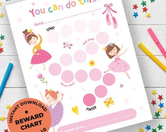 Printable Ballerina Reward Chart: Girl's Chore Chart (Digital Download)