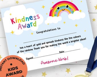 Printable Kindness Award Certificate for Kids for Mrs. Cato