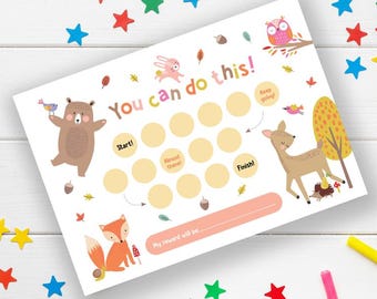 Woodland Animals Reward Chart: Kids Behavior Tracker (Digital Download)