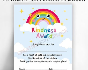 Printable Kindness Award Certificate for Kids | Good Behavior Reward | Classroom Recognition | Instant Download