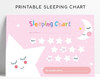 Star Moon Sleeping Chart for Girls: Printable Bedtime Routine (Digital Download)