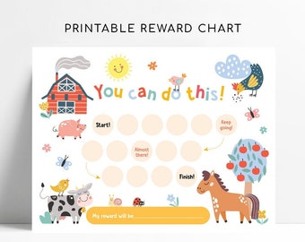 Printable Farm Animals Reward Chart: Toddler Behavior Tracker (Instant Download)