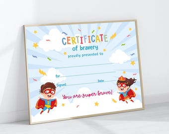 Listing For Mrs Coggon - Super Hero Boy Girl Certificate of Bravery