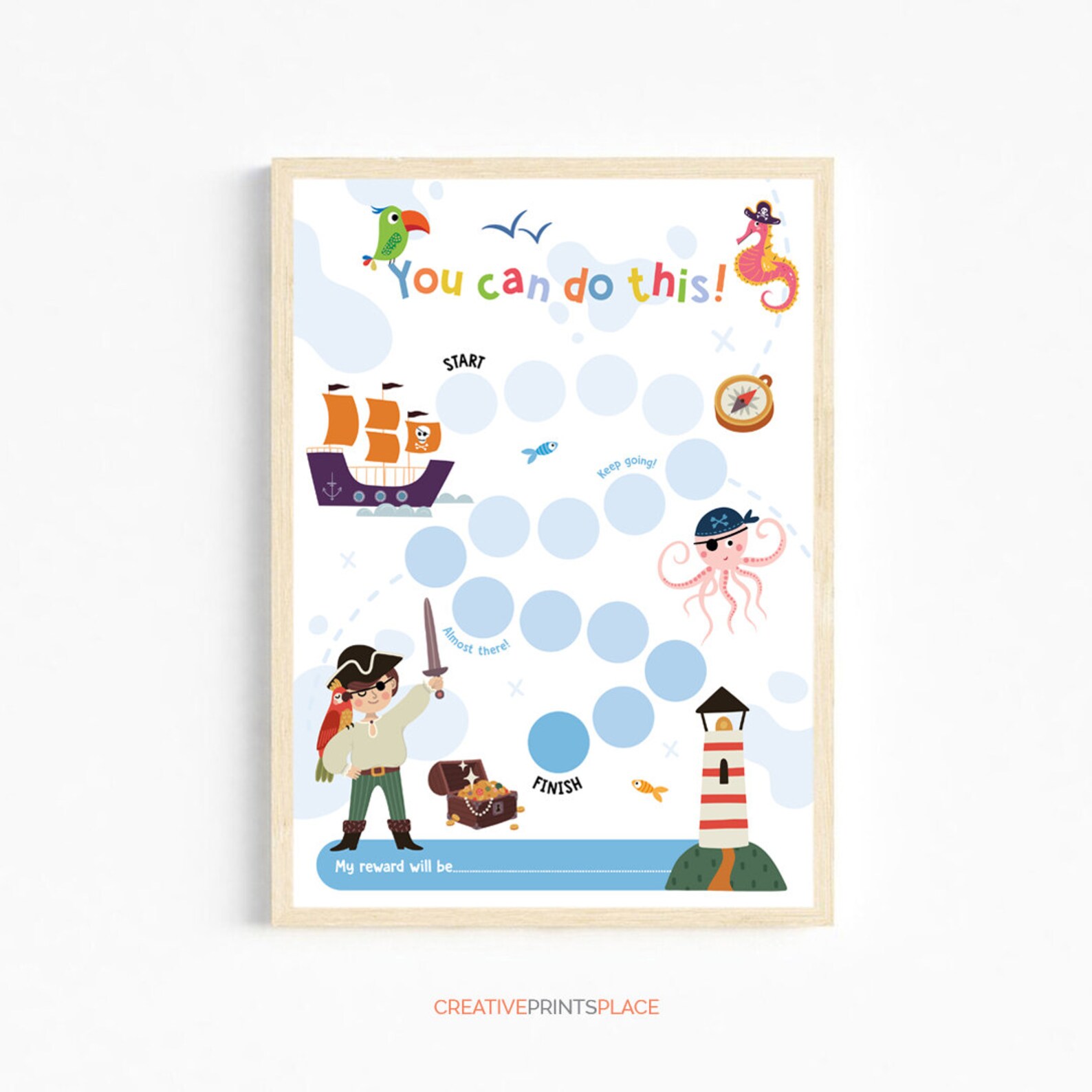 Boys Pirate Reward Chart Vertical, Printable Pirate Sticker Chart ...