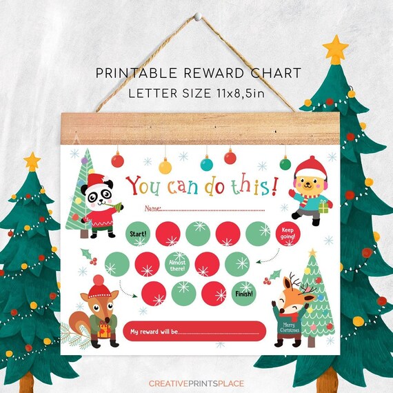 Christmas Sticker Reward Chart Printable Holiday Christmas | Etsy