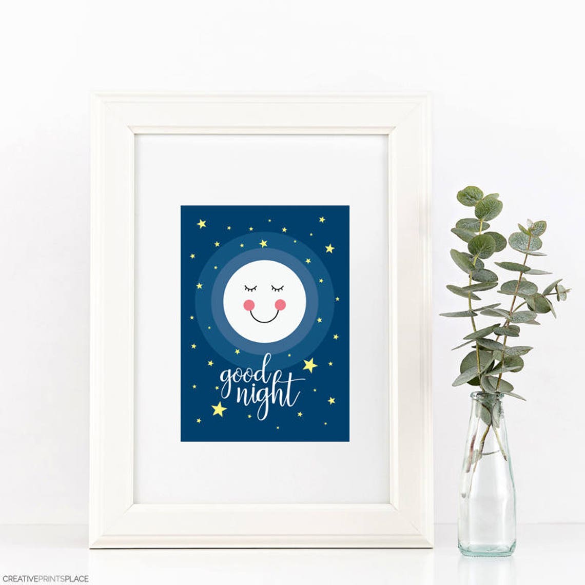 Good Night Print Moon Nursery Art Moon Stars Nursery Print Etsy