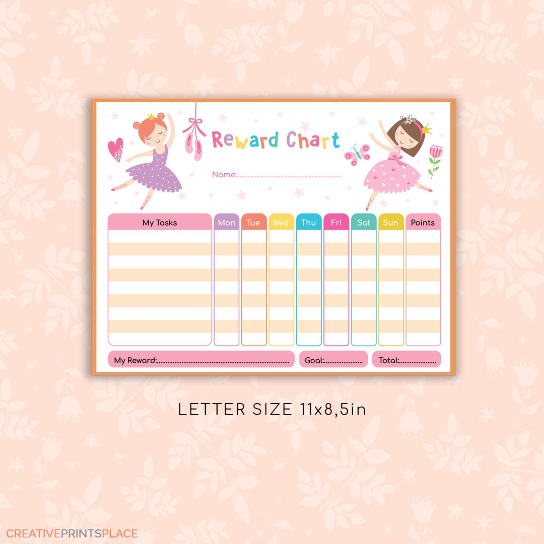 Printable Ballerinas Task Chart, Girl Weekly Behavior Chart ...