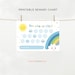 Printable Rainbow Sun Reward Chart for Boys, Boy Sticker Chart, Instant ...