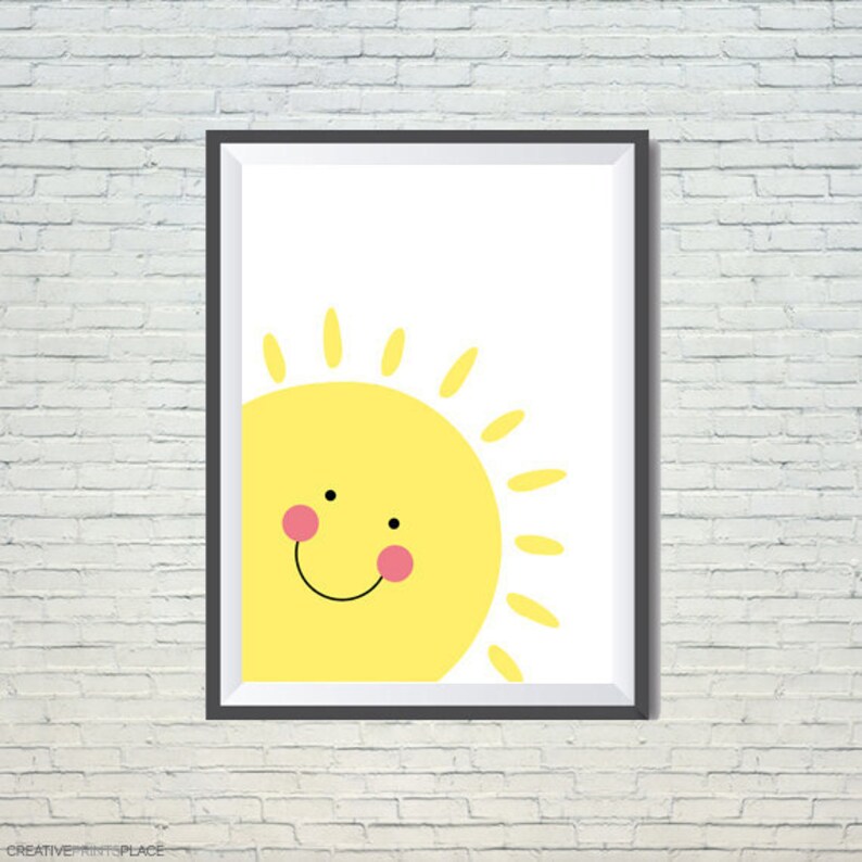 Sunshine Wall Art Printable Art Smiling Sun Sunshine Decor Etsy