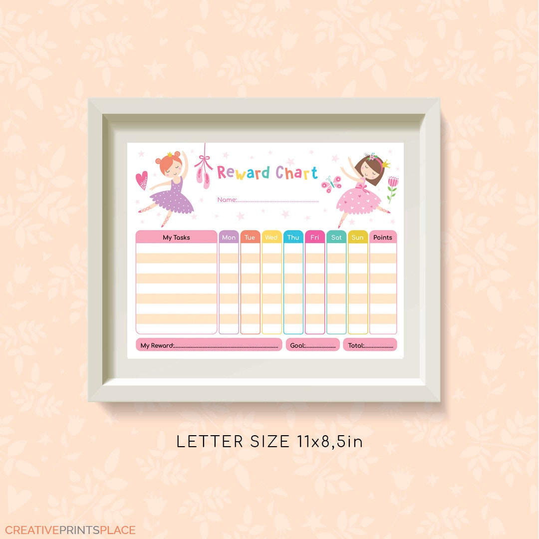 Dance Routine Task Cards Printable Ballerinas Task Chart, Girl Weekly Behavior Chart ...