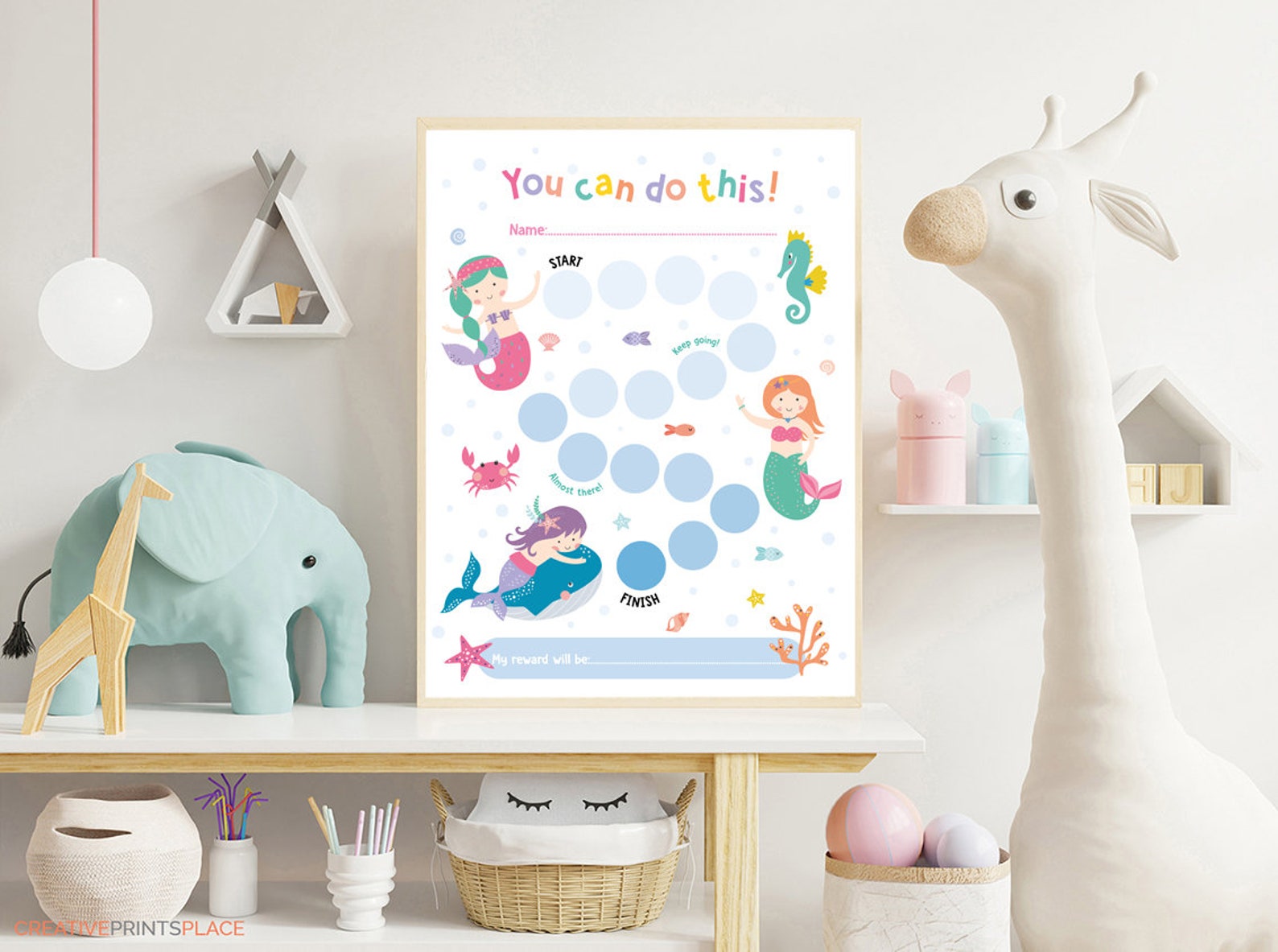 Printable Cute Mermaids Reward Chart, Girl's Sticker Chart, Instant ...