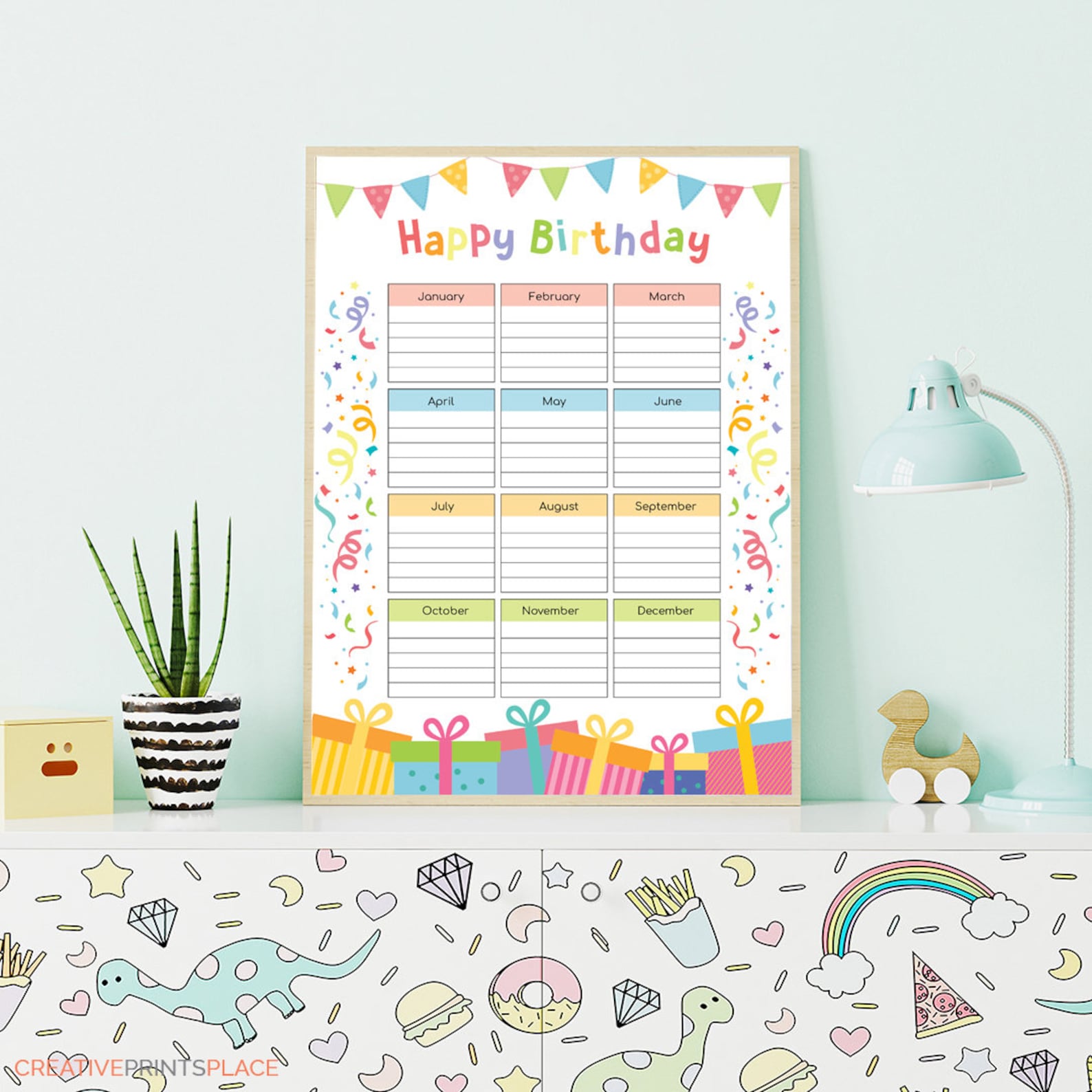 Printable Kids Happy Birthday Calendar, Class Birthday Tracker, Instant ...