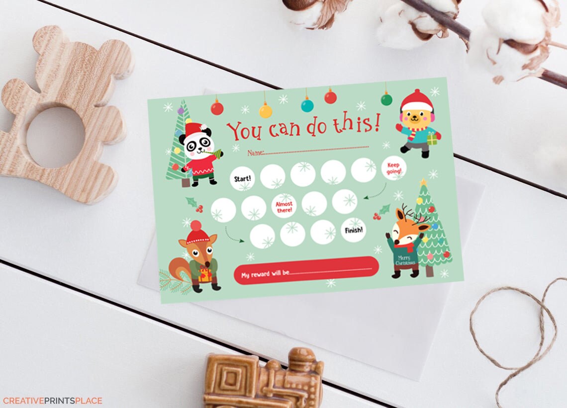 Printable Christmas Sticker Reward Chart, Christmas Animals Reward ...