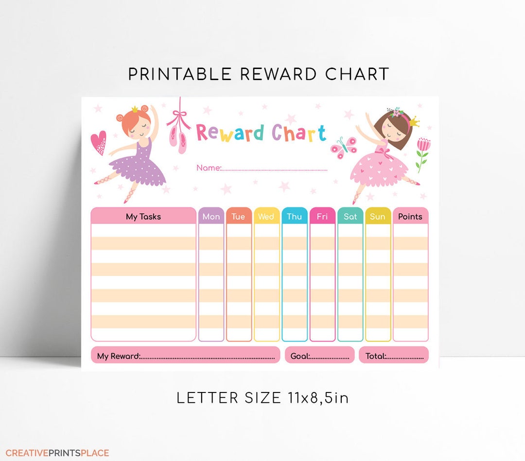 Dance Routine Task Cards Printable Ballerinas Task Chart, Girl Weekly Behavior Chart ...