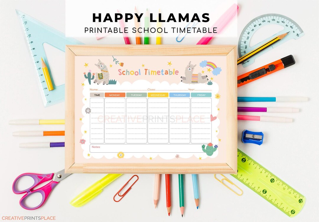 Printable Llama School Timetable – Kids Daily Planner PDF, A4 & Letter ...