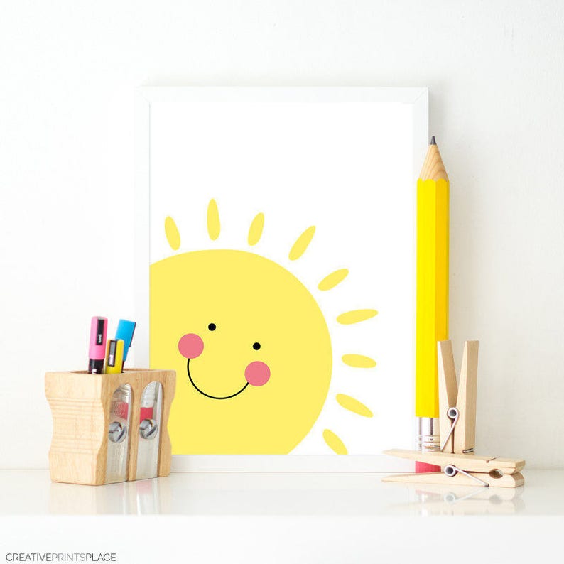 Sunshine Wall Art Printable Art Smiling Sun Sunshine Decor Etsy