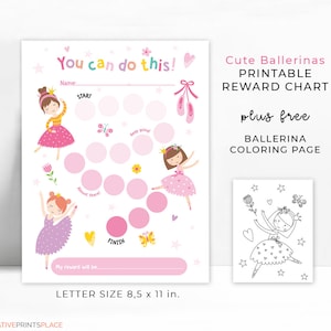 Printable Ballerinas Theme Reward Chart, Girl's Sticker Chart, Instant ...