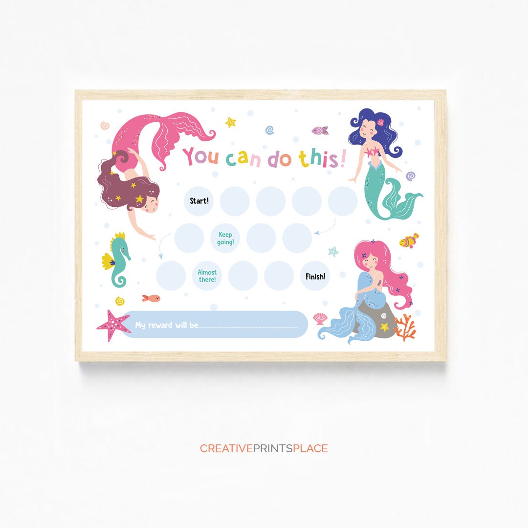 Printable Mermaid Reward Chart, Mermaid Behavior Chart, Girls Reward ...