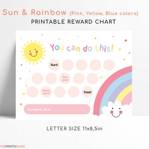 Sun Rainbow Reward Chart BUNDLE, Girls Reward Chart, Boys Reward Chart ...