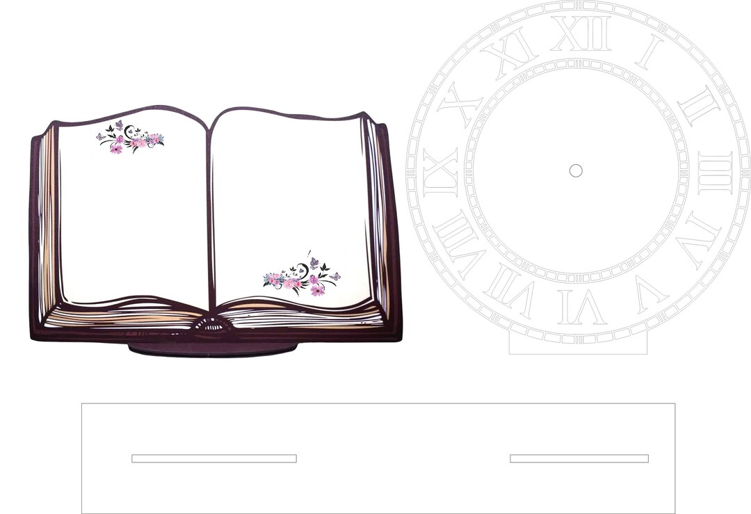 Book With Clock DXF, Coreldraw Etsy
