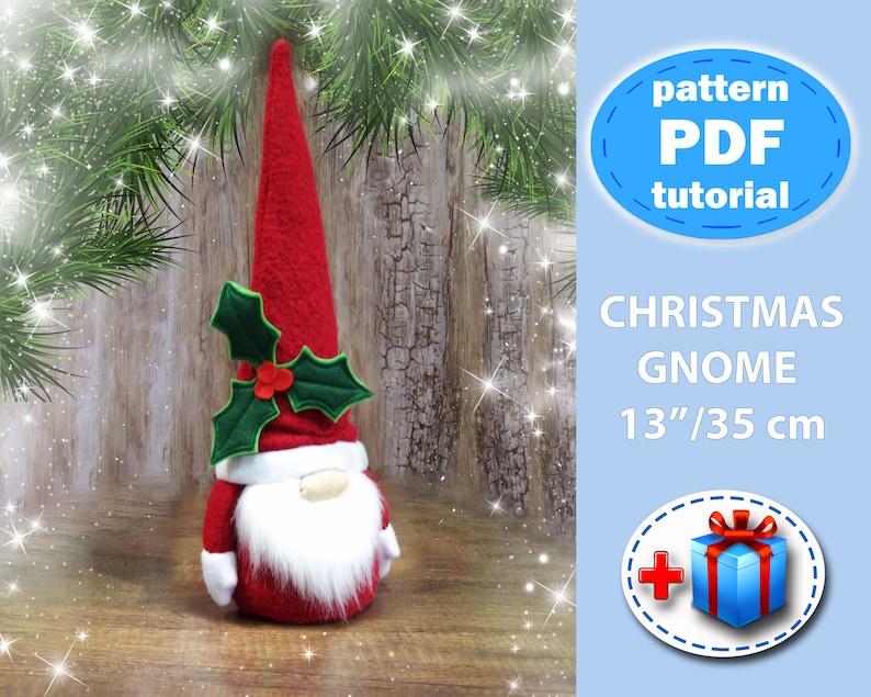 Santa Gnome 2 Sizes Sewing Pattern & Tutorial PDF Instant Etsy