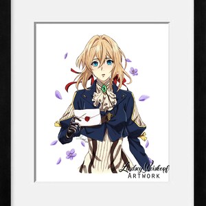 IMPRIMIR - Lápis/Arte Digital - Violet Evergarden - desenho de anime ilustração fanart impressão digital brilhante boneca de memória automática anime menina flores