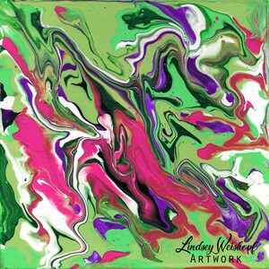PRINT - Acrylic Pour - Pink & Mint - fluid art abstract art acrylic painting acrylic pouring swirls paint mix contrast wall decor home decor