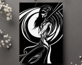 Dark - Postcard 10x15 - Dark Art – Fine Art Drawing - Giclée