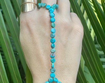 turquoise beaded hand piece