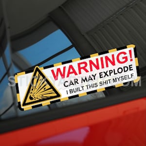 2x Warning Car May Explode slap printed sticker anime riper set of 2