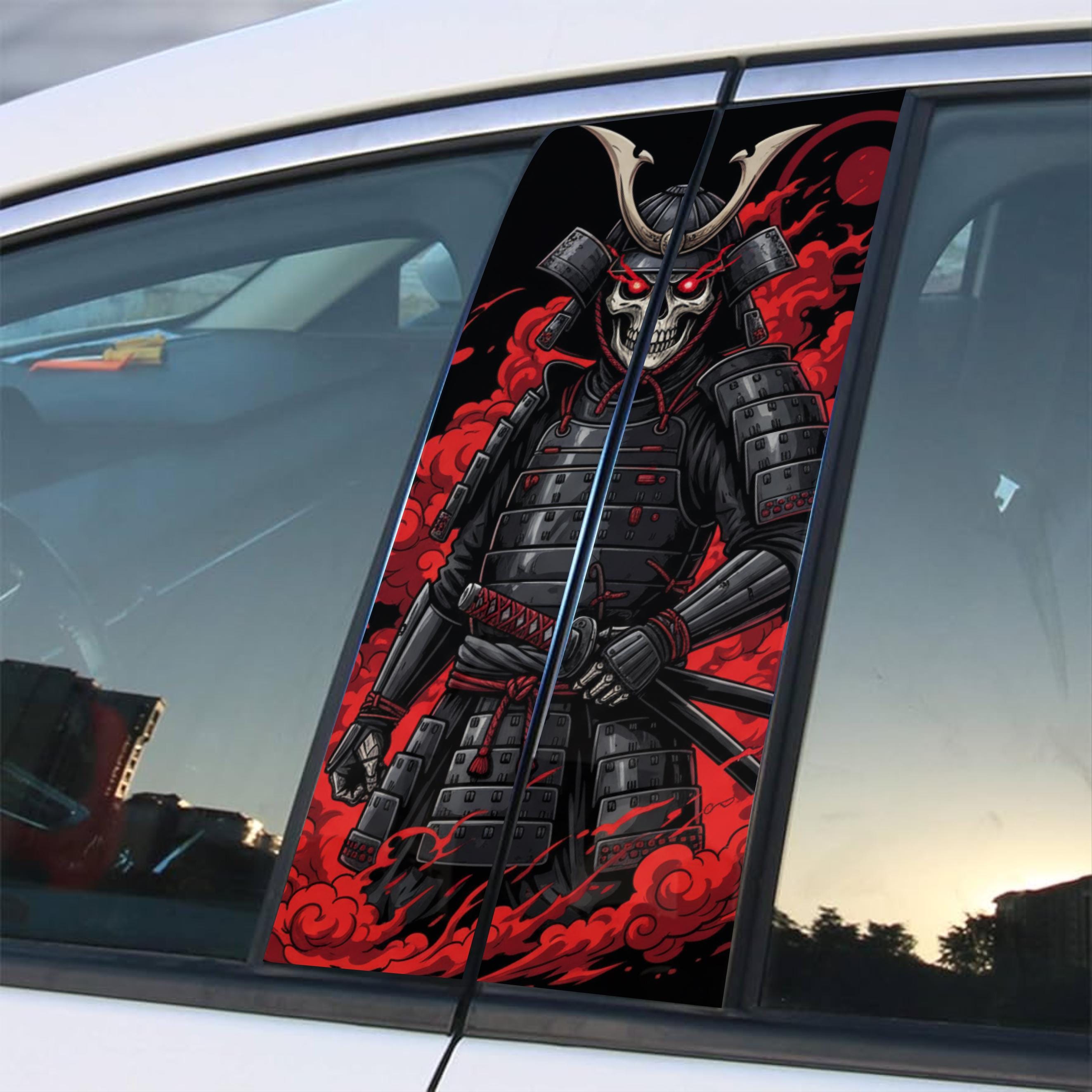 Samurai With Red Fire B-pillar Stickers: Fog Monster Muscle Car