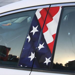 American Flag Patriotic Background 2 stickers (Both Sides) Muscle Car Door B-Pillar Sticker - Professional Print
