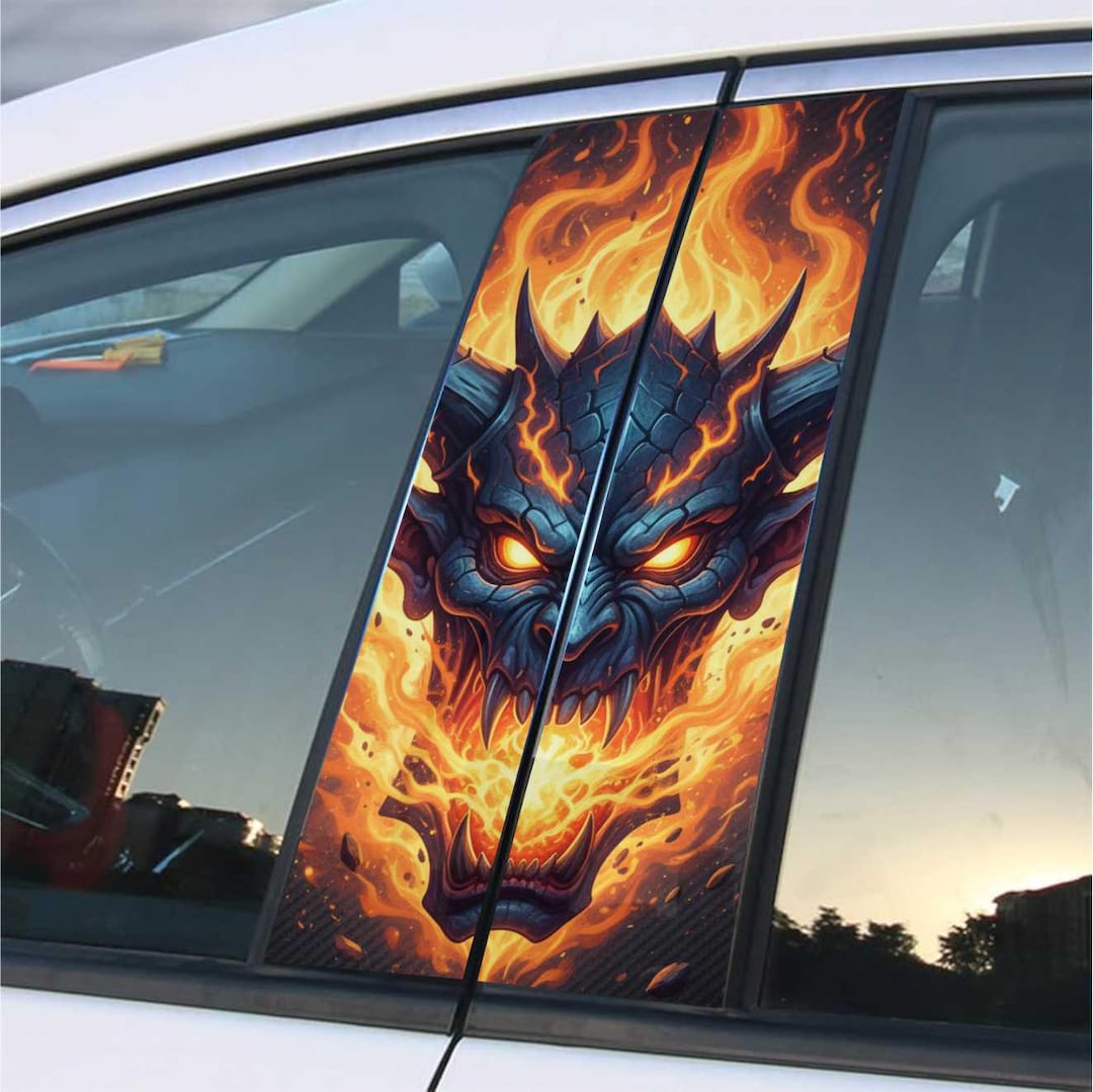 Dragon Fire Fantasy B-pillar Stickers: Fog Monster Muscle Car Door