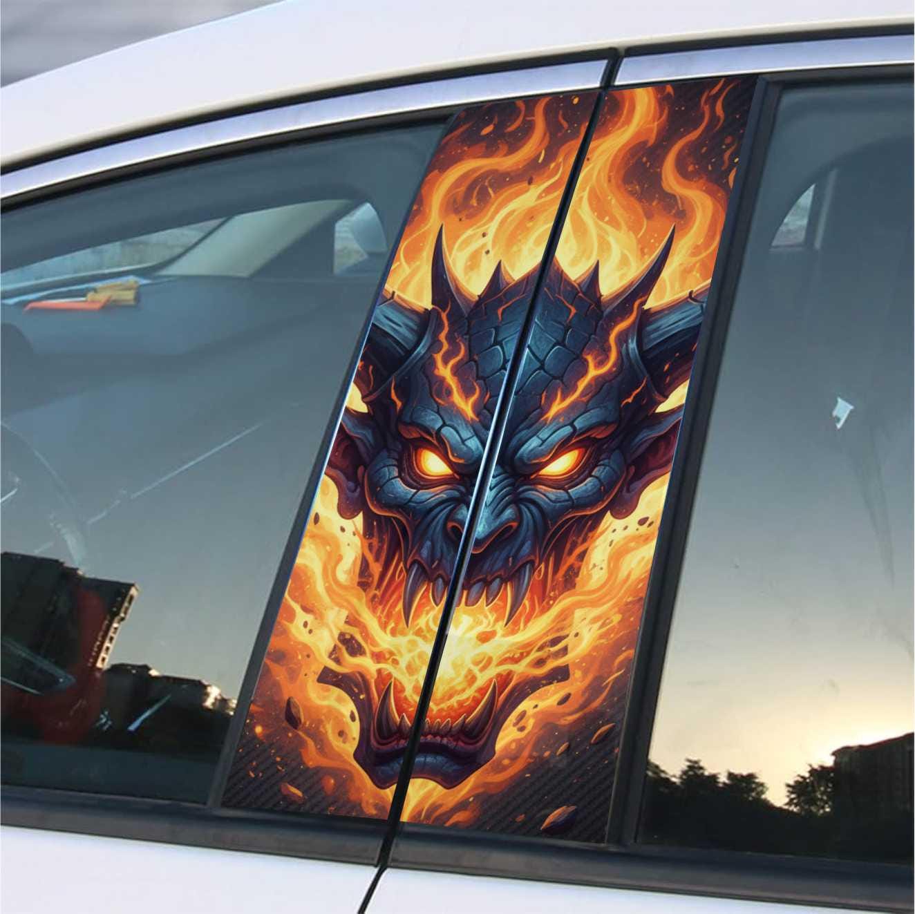Dragon Fire Fantasy B-pillar Stickers: Fog Monster Muscle Car Door