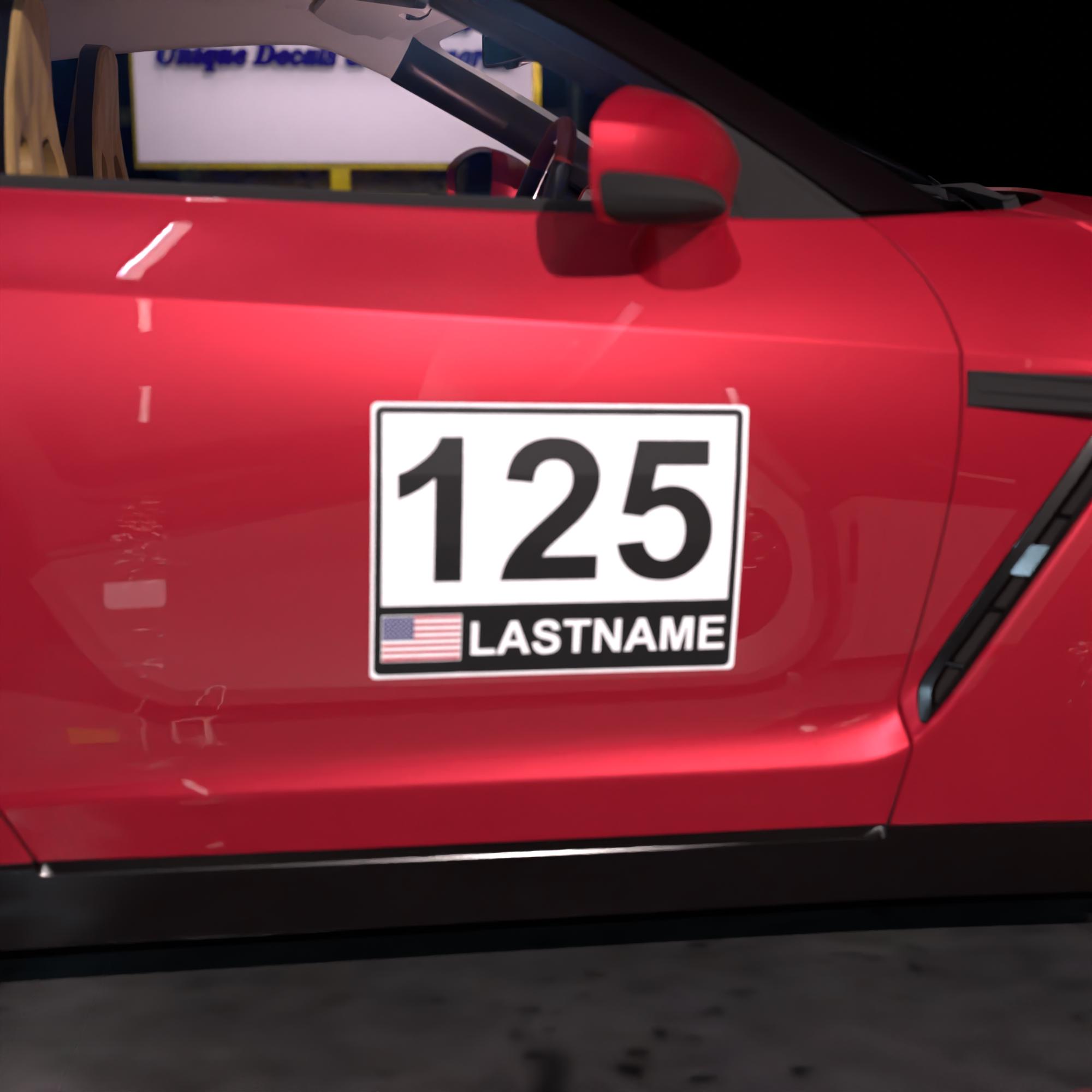 105 Number Plate Racing Custom Racing Car Number Plate: Vinyl Sticker or Magnet, American Flag ...