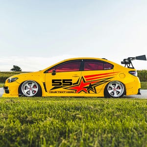 Car Star Livery Decals: Custom Racing Number, Text - Left & Right Sides