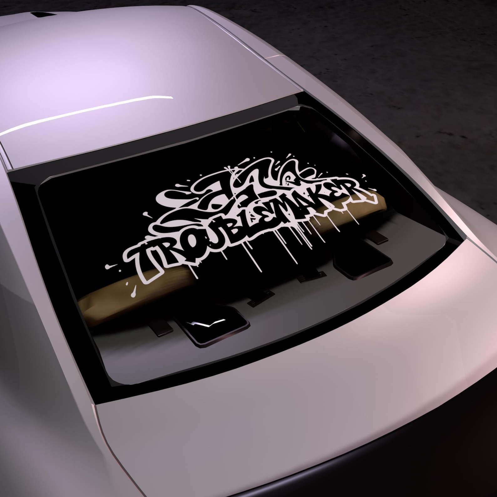Troublemaker Sticker Troublemaker in Graffiti Style Decal Rear Windshield Banner Decal JDM ...